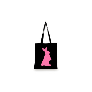 Geanta Tote Bag, Pink Rabbit, Oktane®, Negru, 37x28 cm